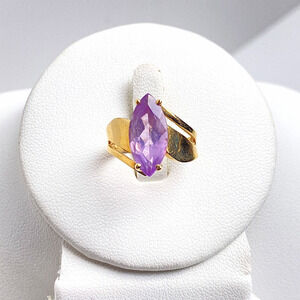 10K Yellow Gold Lavender Quartz Marquise Ring | Size 5